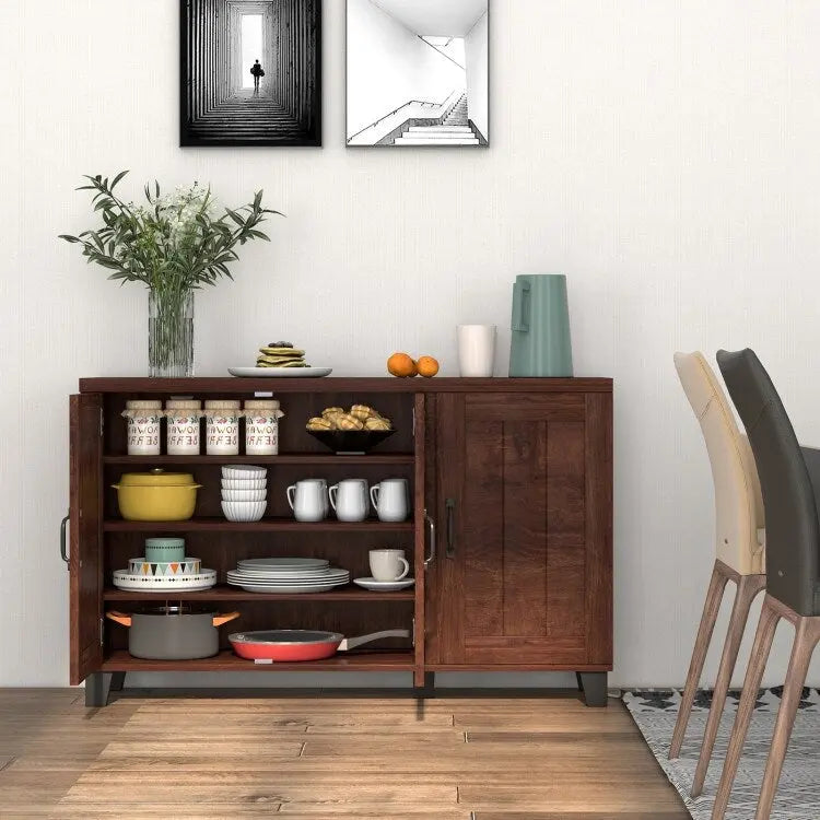 Buffet à 3 portes avec étagères réglables et système anti-basculement - 45 x 13 x 28 (L x l x H)