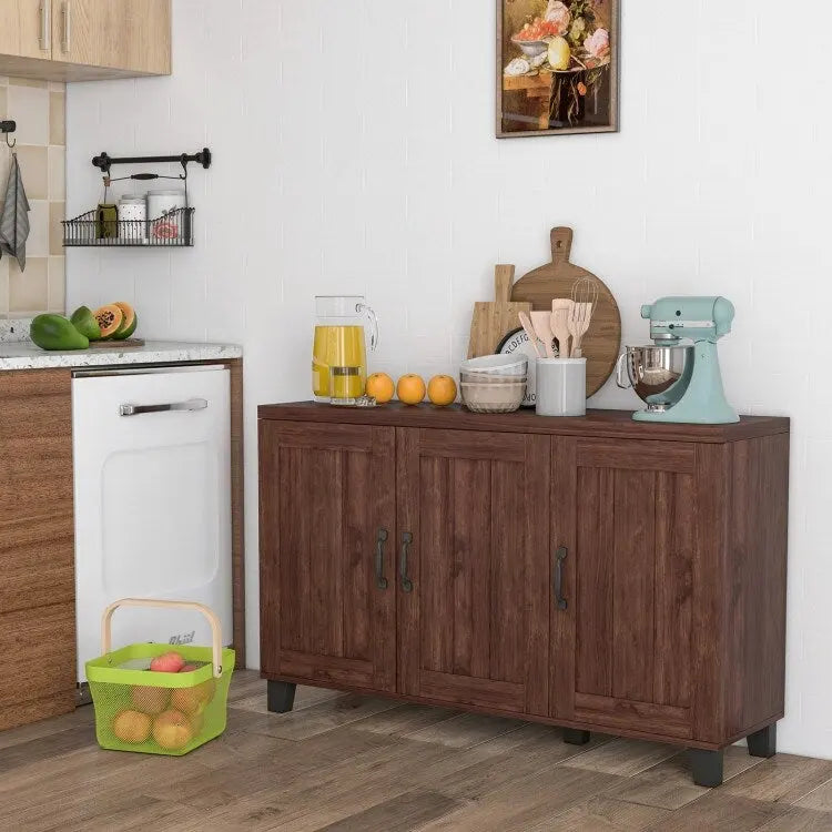 Buffet à 3 portes avec étagères réglables et système anti-basculement - 45 x 13 x 28 (L x l x H)