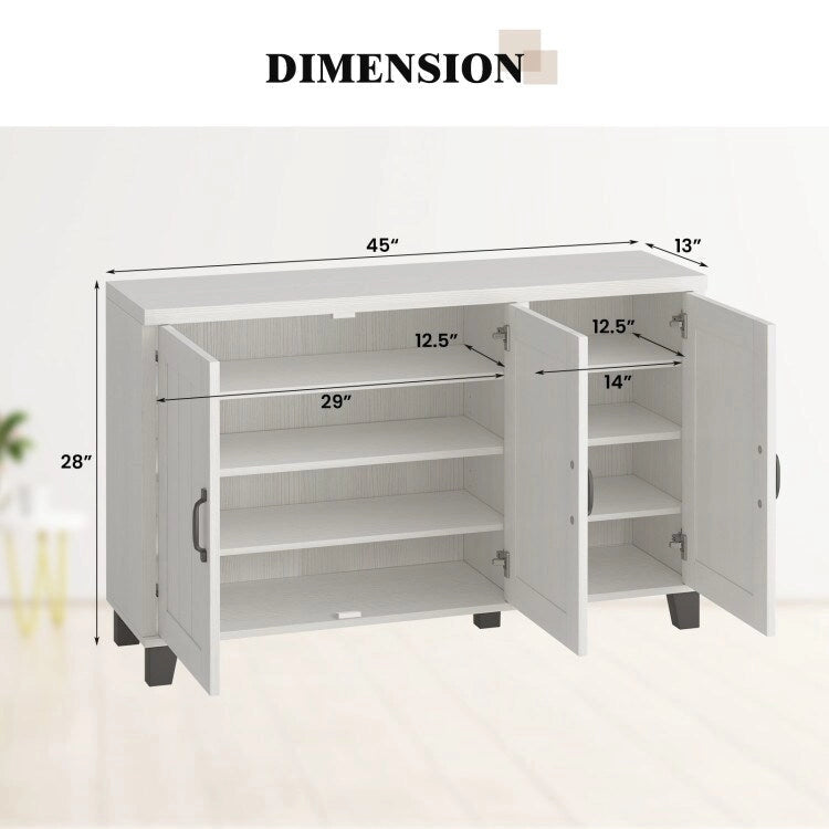 Buffet à 3 portes avec étagères réglables et système anti-basculement - 45 x 13 x 28 (L x l x H)