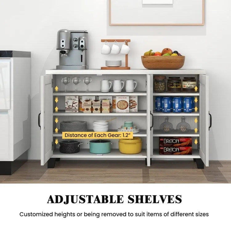Buffet à 3 portes avec étagères réglables et système anti-basculement - 45 x 13 x 28 (L x l x H)