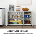 Buffet à 3 portes avec étagères réglables et système anti-basculement - 45 x 13 x 28 (L x l x H)