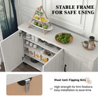 Buffet à 3 portes avec étagères réglables et système anti-basculement - 45 x 13 x 28 (L x l x H)