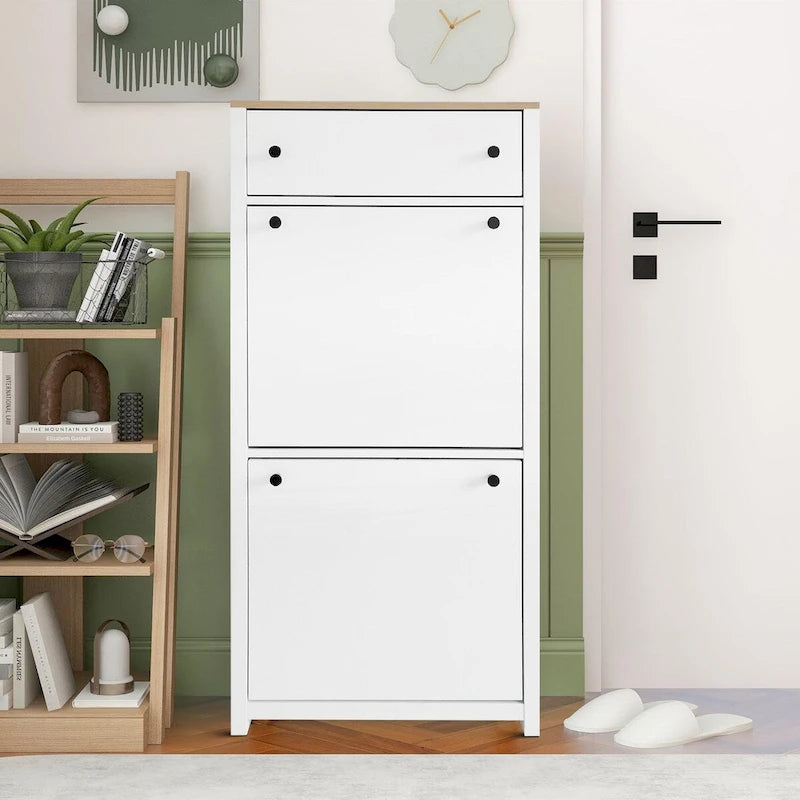 Armoire à chaussures en bois au design minimaliste moderne