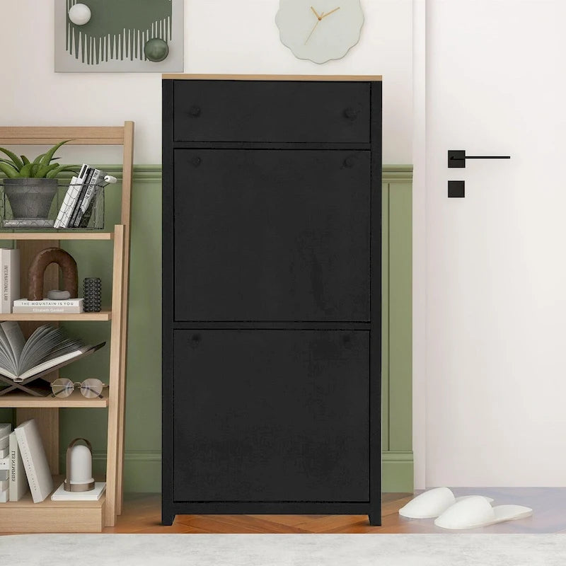 Armoire à chaussures en bois au design minimaliste moderne