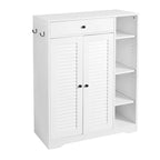Étagère à chaussures autoportante avec 2 portes à persiennes et étagère de rangement réglable