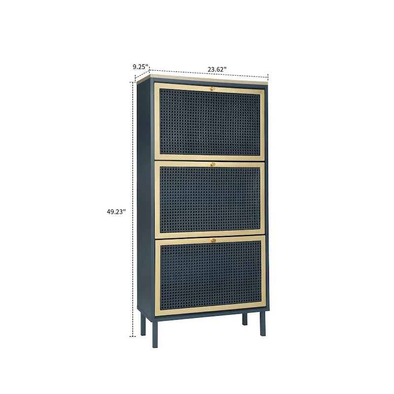 Meuble à chaussures vintage classique avec 3 tiroirs rabattables