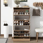 Meuble à chaussures à 3 tiroirs avec étagère à chaussures en bois à 3 niveaux
