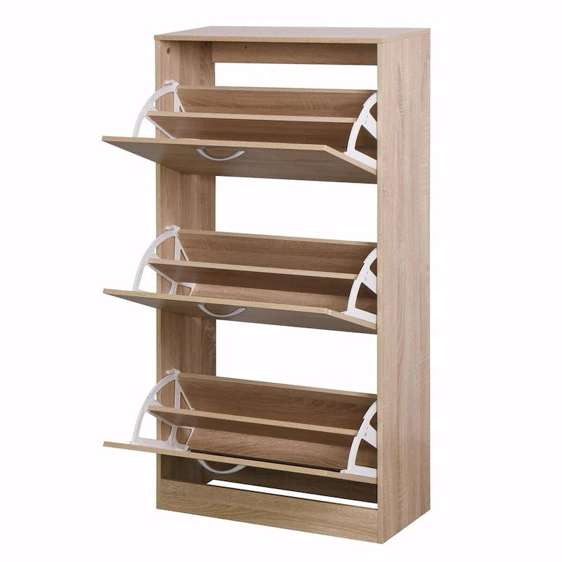 Meuble à chaussures à 3 tiroirs avec étagère à chaussures en bois à 3 niveaux