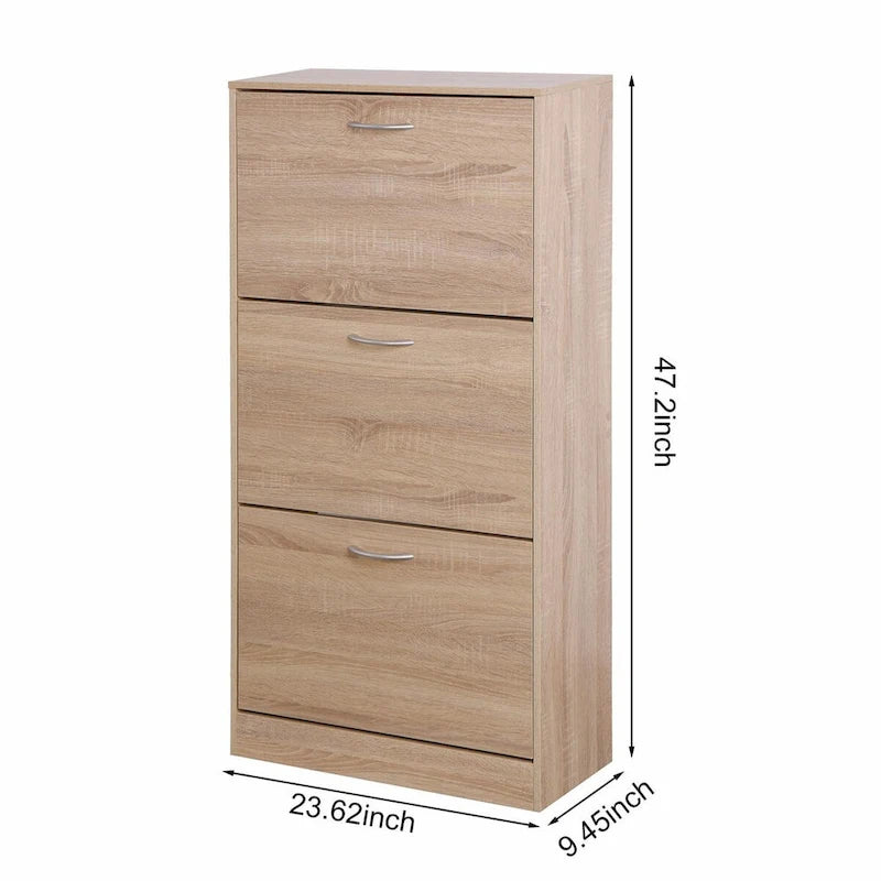 Meuble à chaussures à 3 tiroirs avec étagère à chaussures en bois à 3 niveaux
