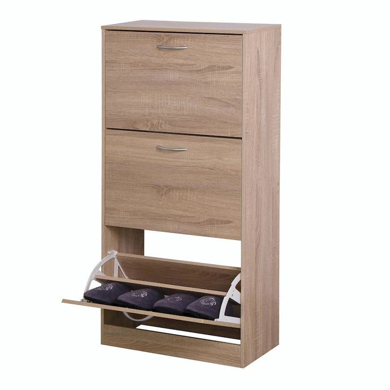 Meuble à chaussures à 3 tiroirs avec étagère à chaussures en bois à 3 niveaux