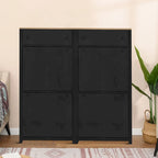Modern Minimalist Set of Two Wooden Shoe Storage Cabinets