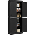 Meuble de rangement de cuisine 72,5 cm, armoire de cuisine autoportante avec 4 portes et étagères réglables pour salle à manger, MDF