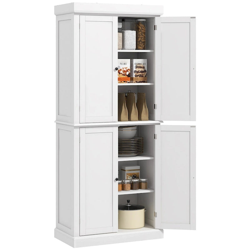 Meuble de rangement de cuisine 72,5 cm, armoire de cuisine autoportante avec 4 portes et étagères réglables pour salle à manger, MDF