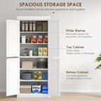 Meuble de rangement de cuisine 72,5 cm, armoire de cuisine autoportante avec 4 portes et étagères réglables pour salle à manger, MDF