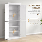 Meuble de rangement de cuisine 72,5 cm, armoire de cuisine autoportante avec 4 portes et étagères réglables pour salle à manger, MDF