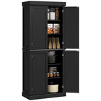 Meuble de rangement de cuisine 72,5 cm, armoire de cuisine autoportante avec 4 portes et étagères réglables pour salle à manger, MDF