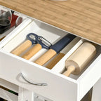 Îlot de cuisine roulant en bois avec rangement et porte-verres à pied - Non applicable