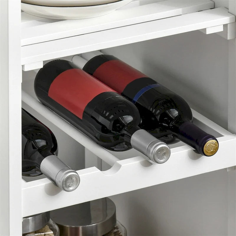 Îlot de cuisine roulant en bois avec rangement et porte-verres à pied - Non applicable