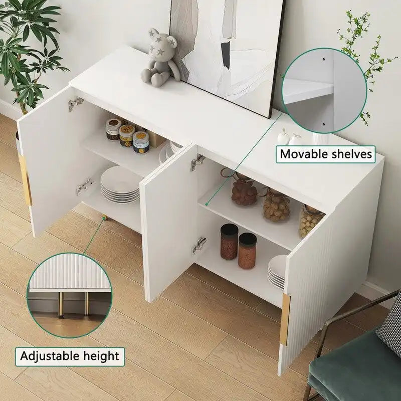 Meuble moderne de 56,69 po avec rangement et étagères réglables - Non applicable