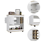 Chariot de bar Aloha, panneau inférieur, six casiers à bouteilles, un meuble pour la cuisine, les réceptions et le salon