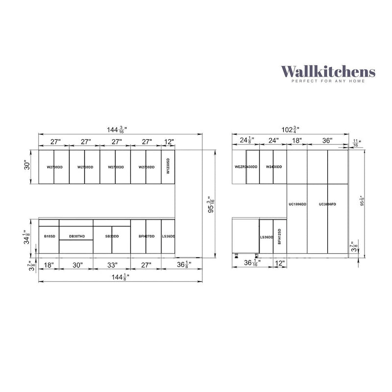 Collection Cuisine Intemporelle, Base Blanc Mat, Largeur 12 pi - 144 x 102