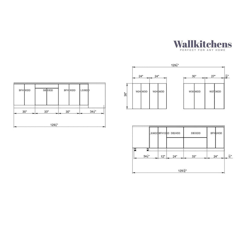 Collection Kitchen Prodigy, base en teck naturel et noir, largeur 11 pieds (130 x 130 cm).