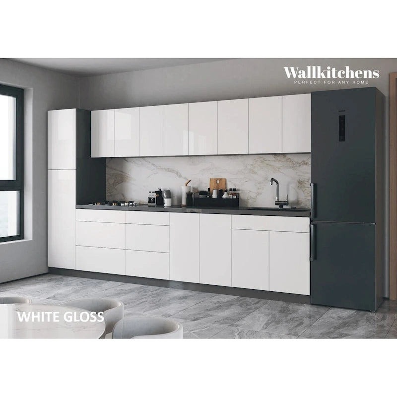 Collection Cuisine Élégante, Base Blanc Brillant, Largeur 11 pi - 135 x 24