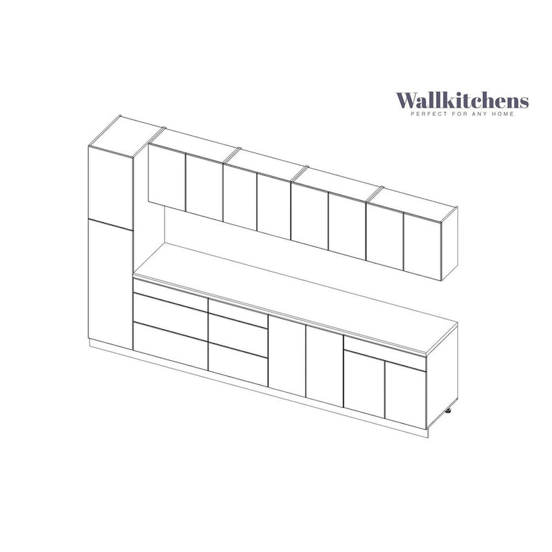 Collection Cuisine Élégante, Base Blanc Brillant, Largeur 11 pi - 135 x 24