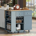Chariot de cuisine moderne de 47 pouces avec prise électrique, îlot de cuisine en bois d'hévéa avec abattant et armoire de rangement réglable
