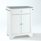 Îlot de cuisine mobile Crosley LaFayette avec plateau en granit massif, finition blanche - 79 cm (L) x 46 cm (P) x 89 cm (H)