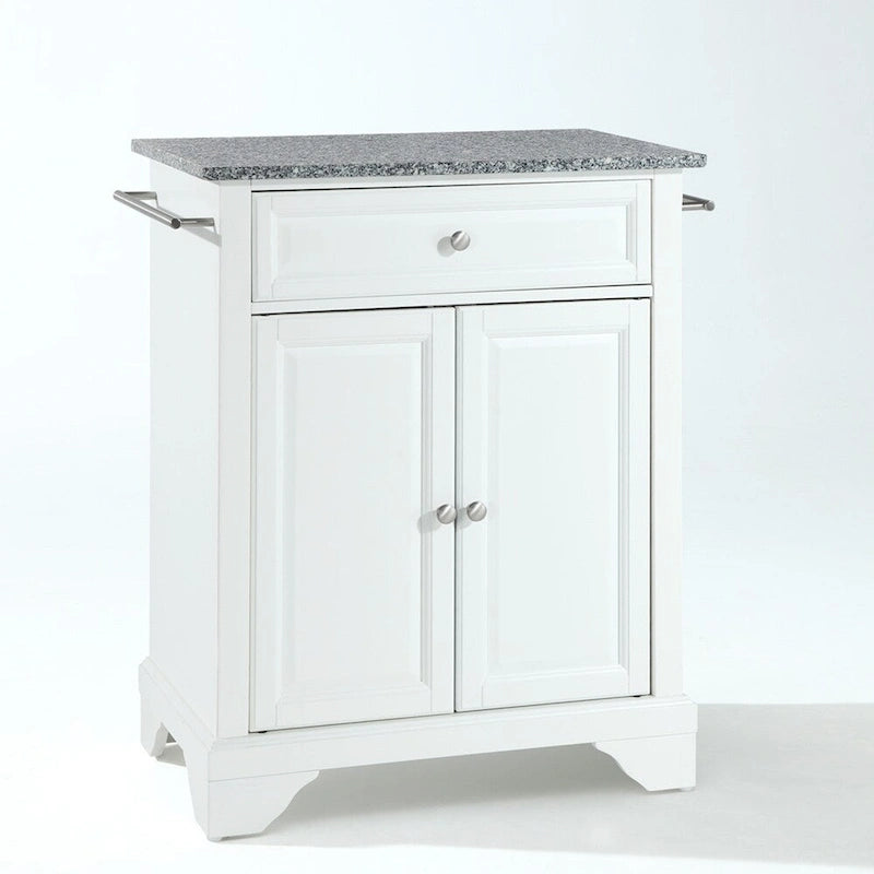 Îlot de cuisine mobile Crosley LaFayette avec plateau en granit massif, finition blanche - 79 cm (L) x 46 cm (P) x 89 cm (H)