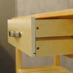 Îlot de cuisine et desserte au design épuré, double étagère et 2 tiroirs avec plateau en bois