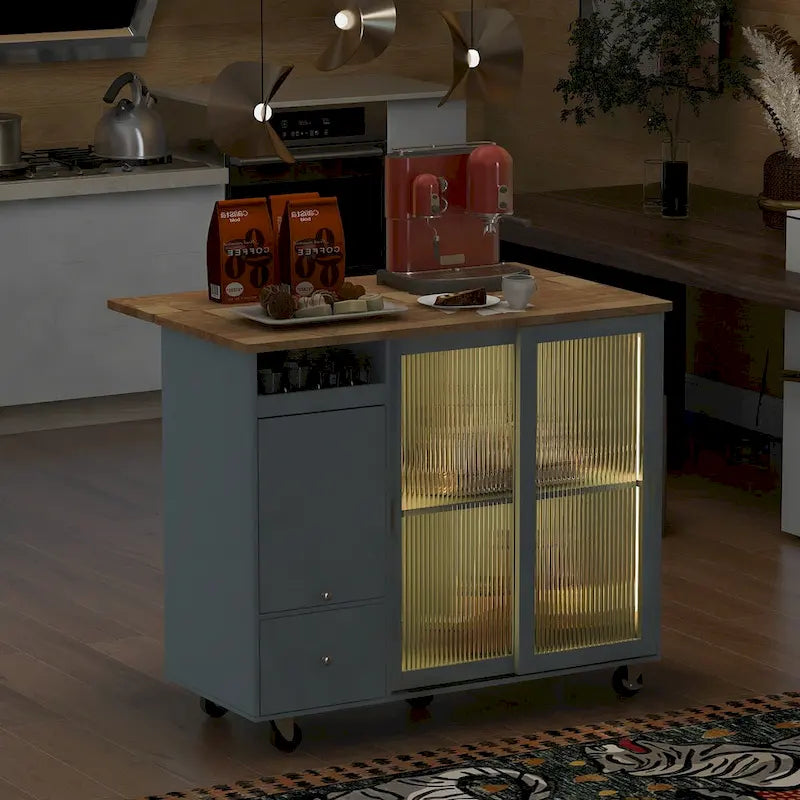 Îlot de cuisine avec abattant et éclairage LED