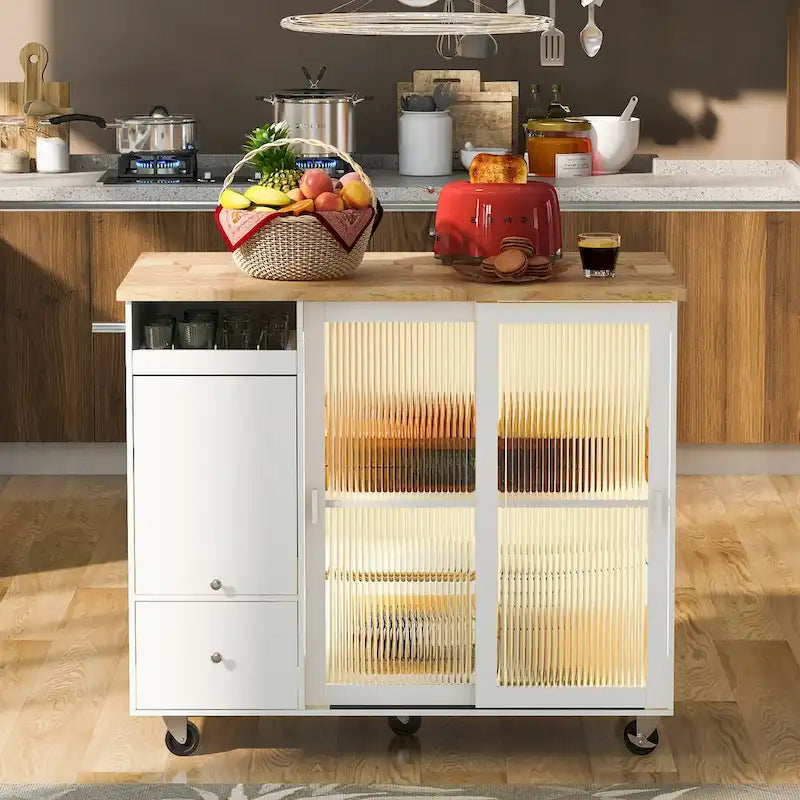 Îlot de cuisine avec abattant et éclairage LED