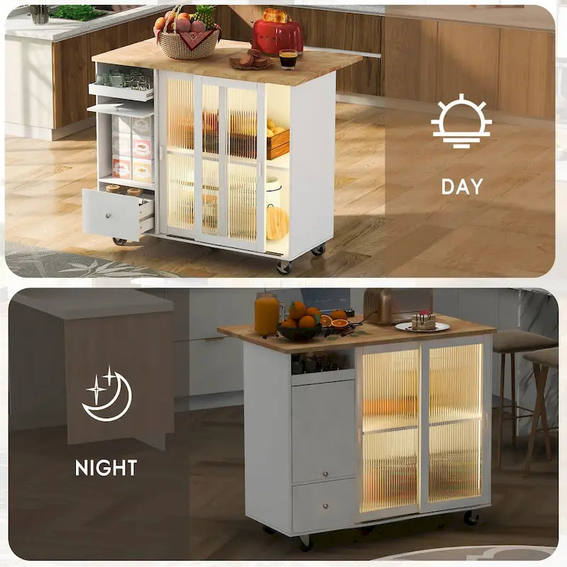 Îlot de cuisine avec abattant et éclairage LED