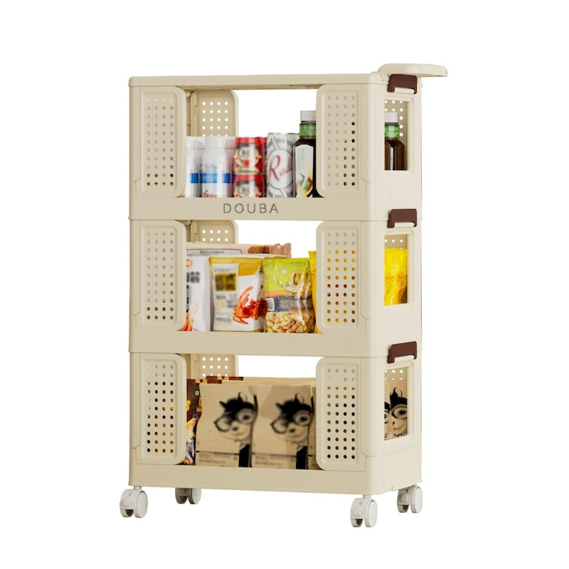 Chariot de rangement de cuisine à 3 niveaux avec roues verrouillables