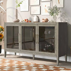 Armoire de rangement en bois avec 3 portes en verre trempé et étagère réglable