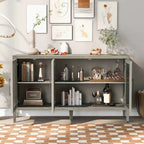 Armoire de rangement en bois avec 3 portes en verre trempé et étagère réglable