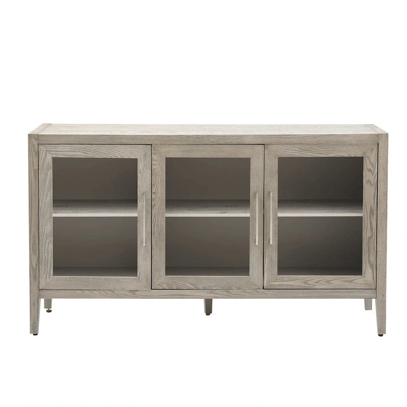 Armoire de rangement en bois avec 3 portes en verre trempé et étagère réglable