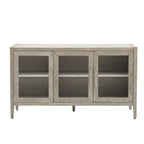 Armoire de rangement en bois avec 3 portes en verre trempé et étagère réglable
