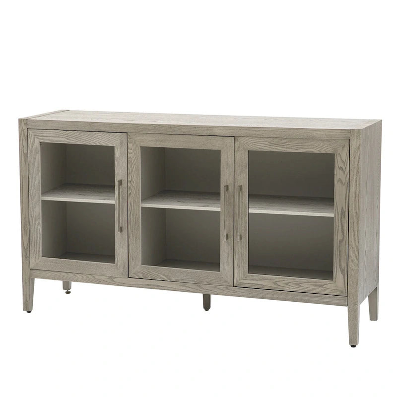 Armoire de rangement en bois avec 3 portes en verre trempé et étagère réglable