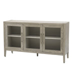 Armoire de rangement en bois avec 3 portes en verre trempé et étagère réglable
