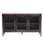 Armoire de rangement en bois avec 3 portes en verre trempé et étagère réglable