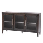 Armoire de rangement en bois avec 3 portes en verre trempé et étagère réglable