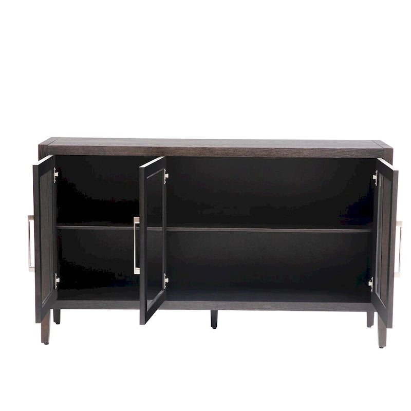 Armoire de rangement en bois avec 3 portes en verre trempé et étagère réglable