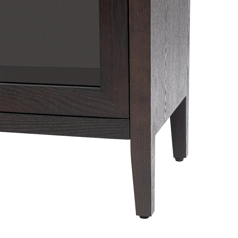 Armoire de rangement en bois avec 3 portes en verre trempé et étagère réglable