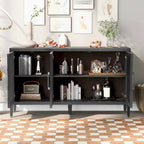 Armoire de rangement en bois avec 3 portes en verre trempé et étagère réglable