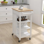 Chariot de cuisine à roulettes avec étagères réglables et porte-serviettes - 66 cm (L) x 39,5 cm (l) x 86,5 cm (H)