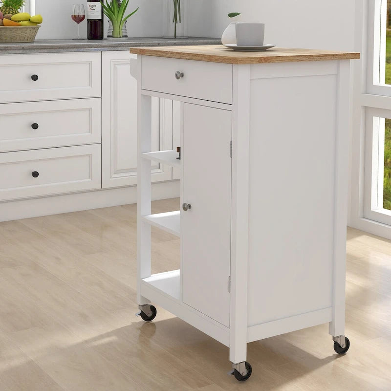 Chariot de cuisine à roulettes avec étagères réglables et porte-serviettes - 66 cm (L) x 39,5 cm (l) x 86,5 cm (H)