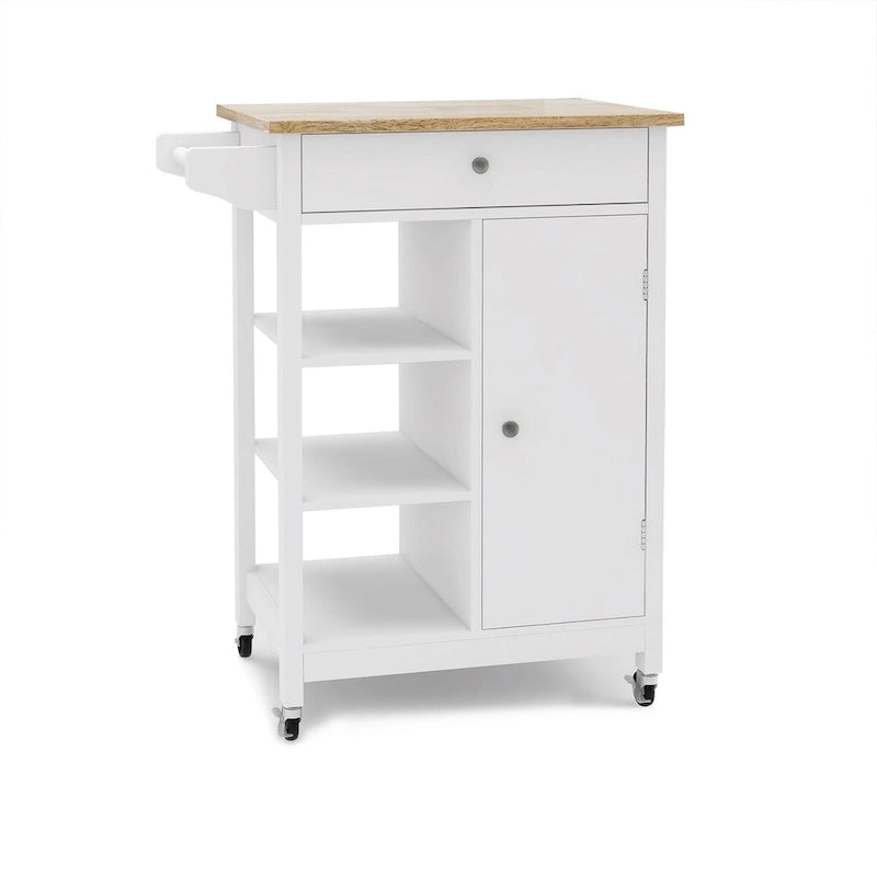 Chariot de cuisine à roulettes avec étagères réglables et porte-serviettes - 66 cm (L) x 39,5 cm (l) x 86,5 cm (H)